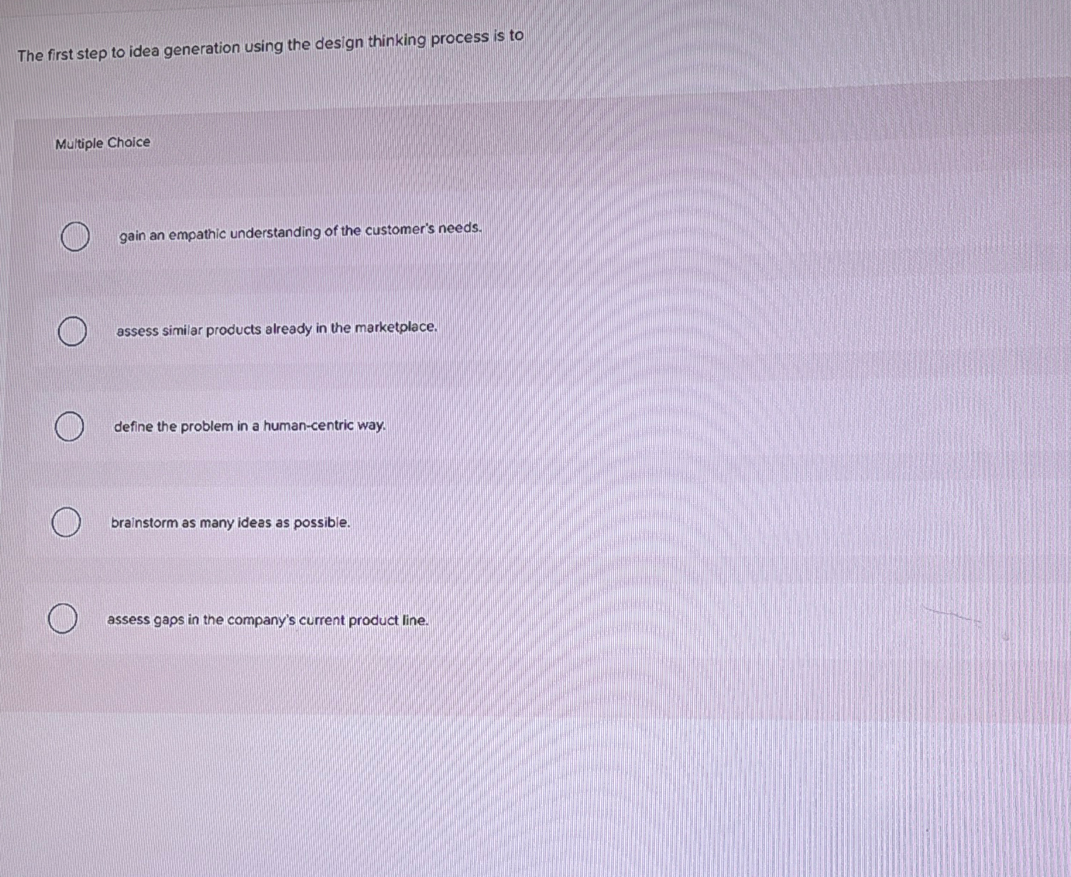  The first step to idea generation using the design thinking process