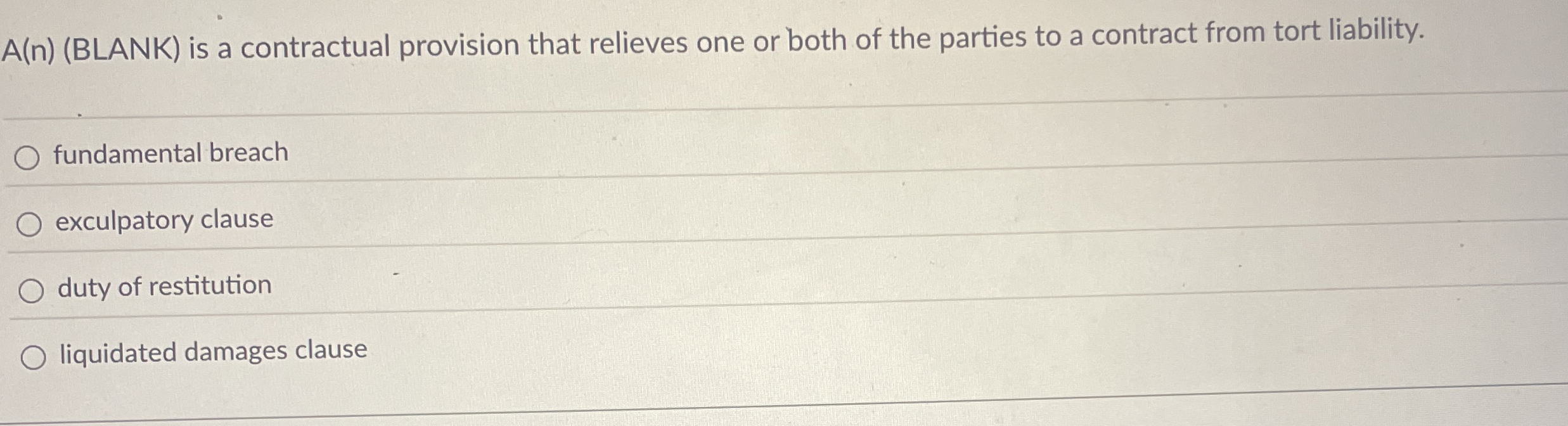  A(n)(BLANK) is a contractual provision that relieves one or both of