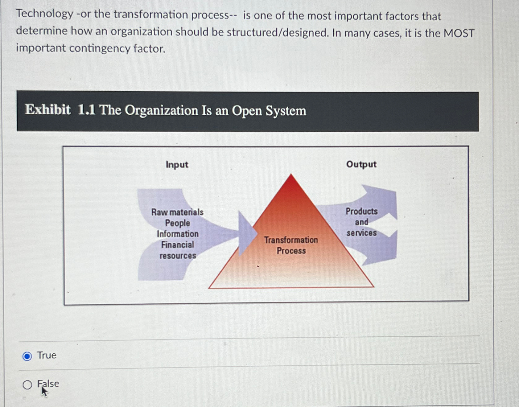  Technology -or the transformation process-- is one of the most important