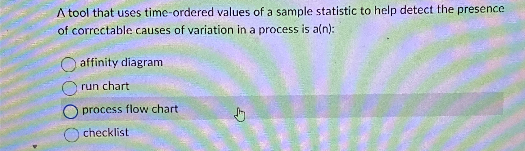  A tool that uses time-ordered values of a sample statistic to