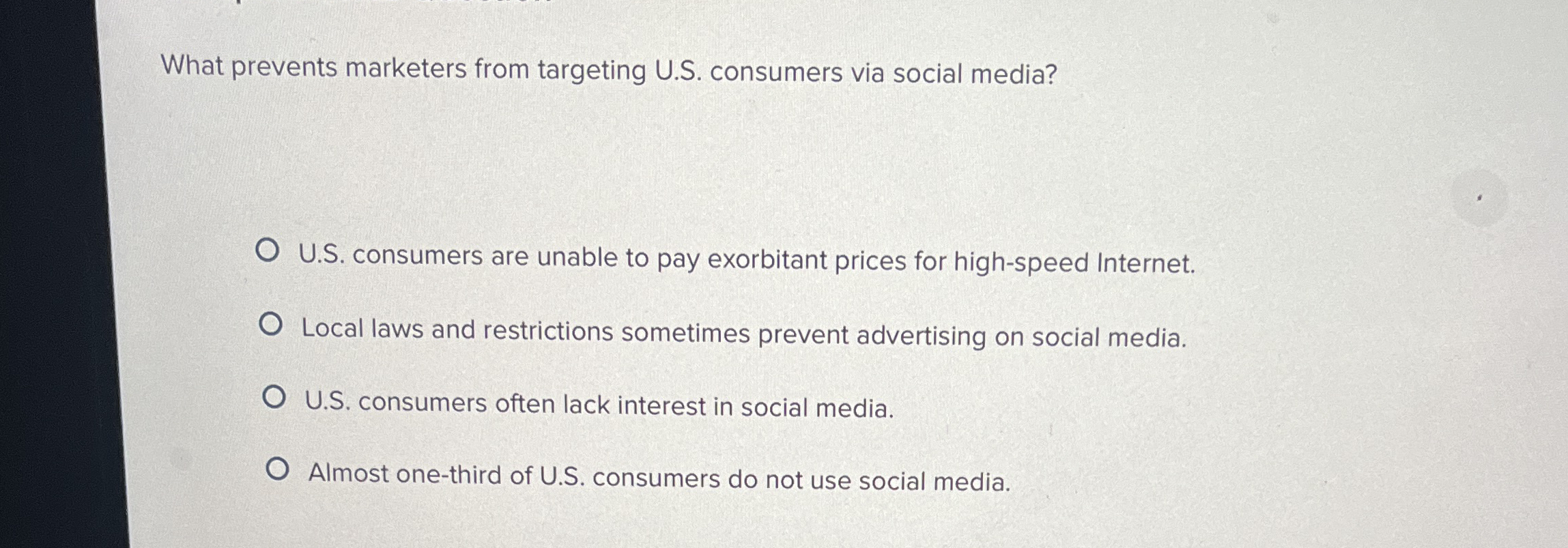  What prevents marketers from targeting U.S. consumers via social media? U.S.