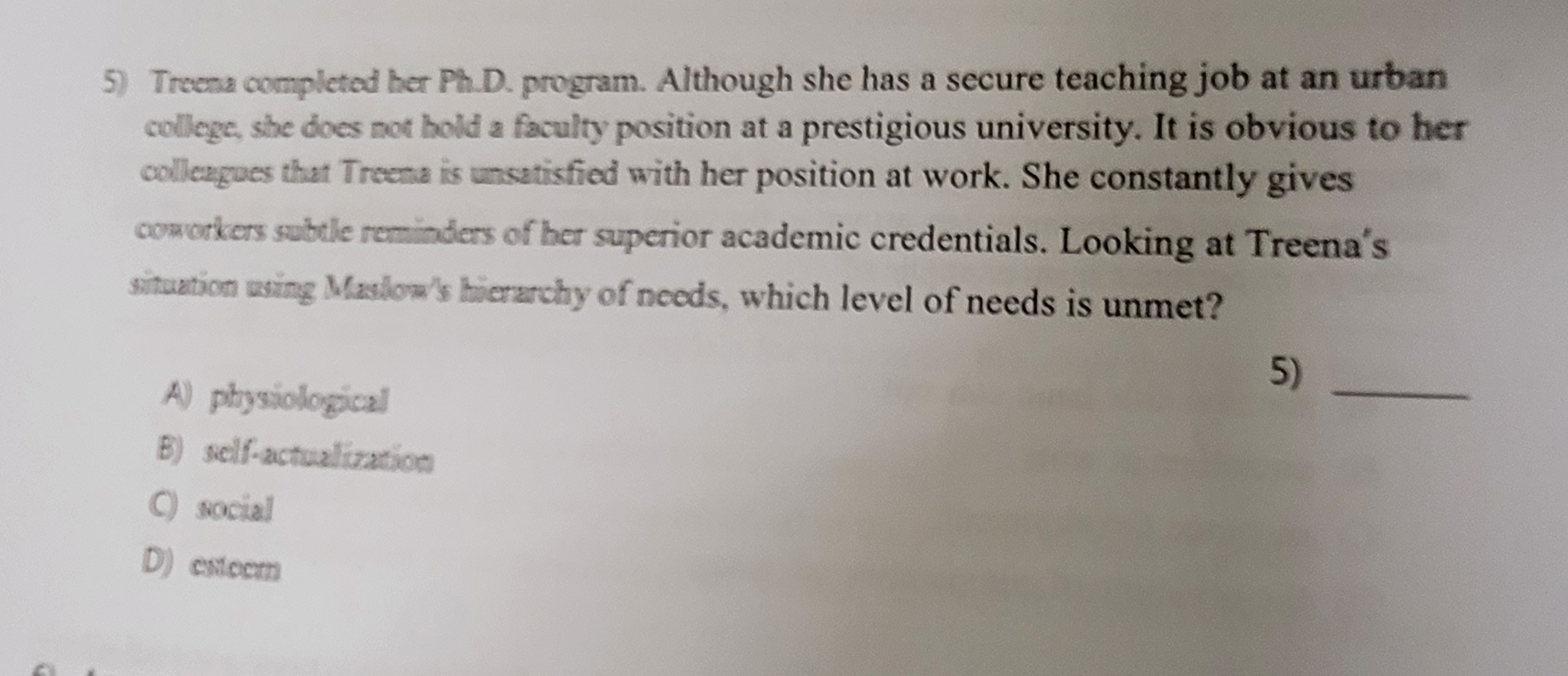  Treese completed her Ph. D. program. Although she has a secure