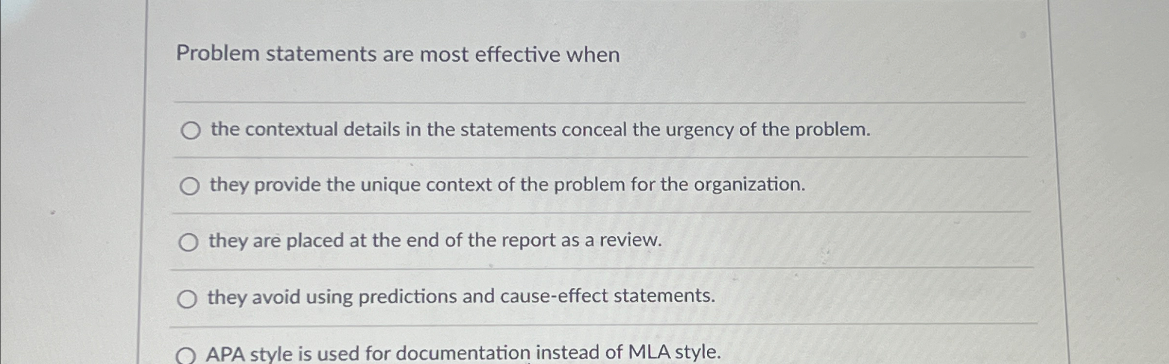  Problem statements are most effective when q, the contextual details in