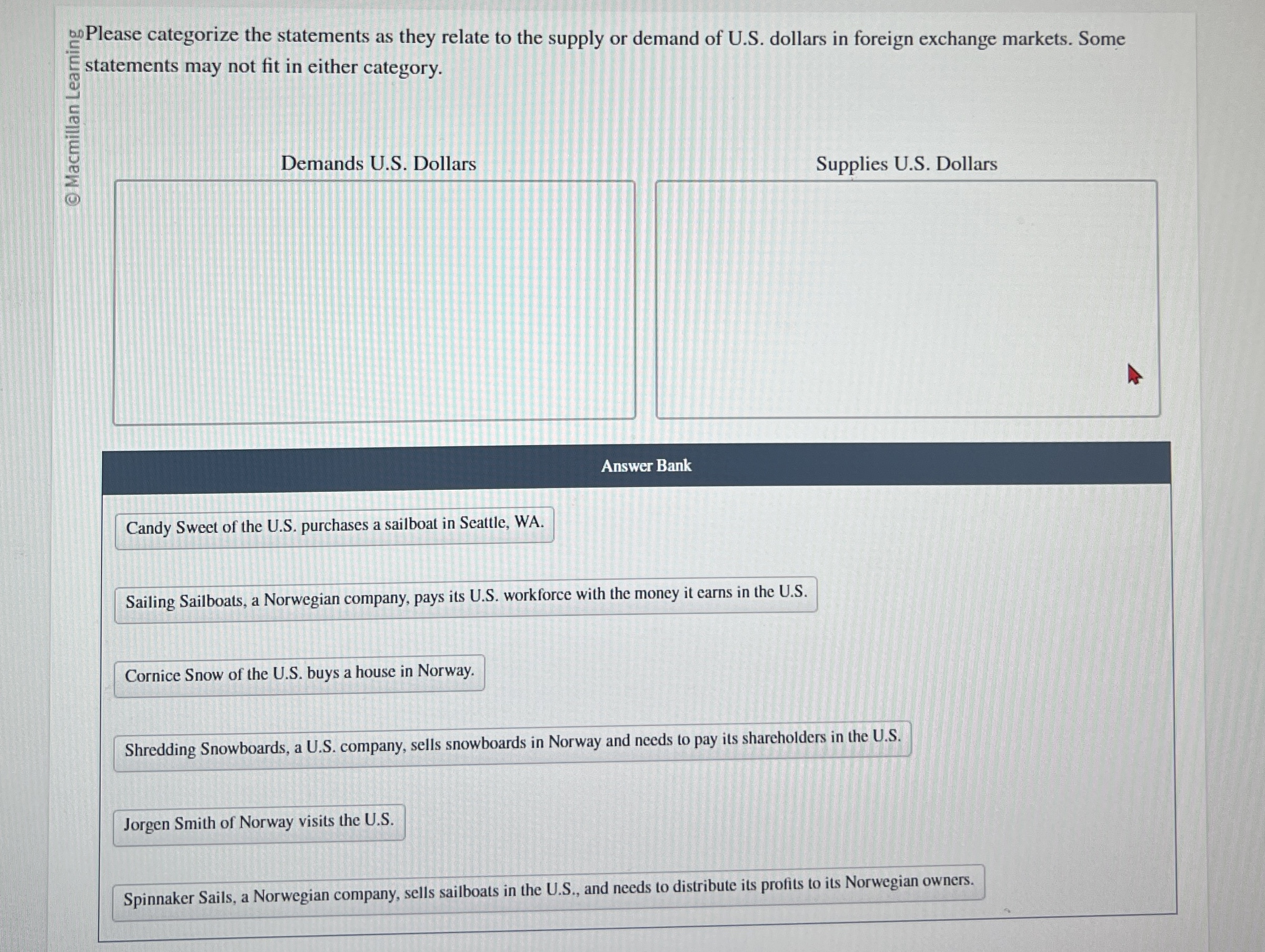  ?0 Please categorize the statements as they relate to the supply