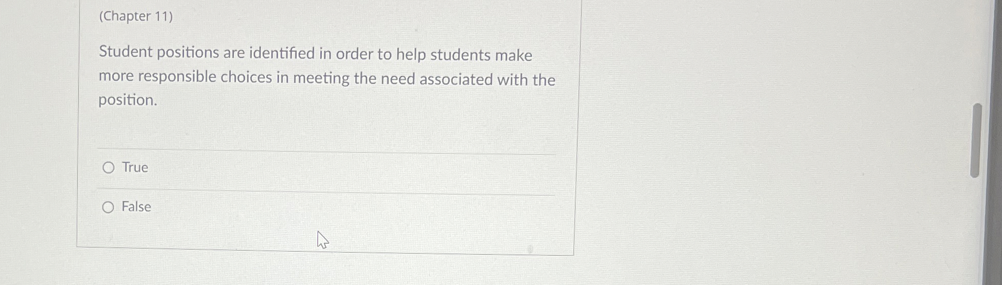  (Chapter 11) Student positions are identified in order to help students