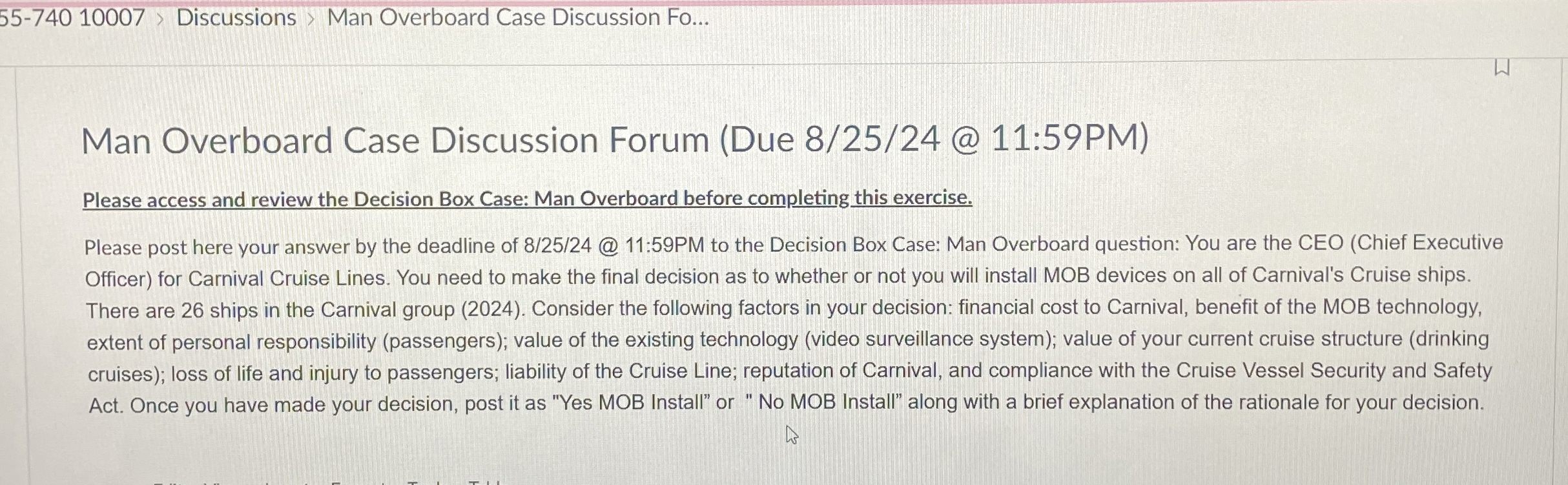  55-74010007> Discussions > Man Overboard Case Discussion Fo... Man Overboard Case