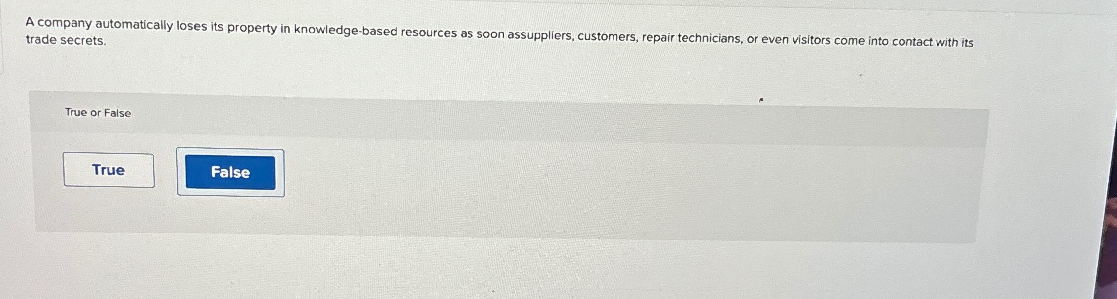 A company automatically loses its property in knowledge-based resources as soon