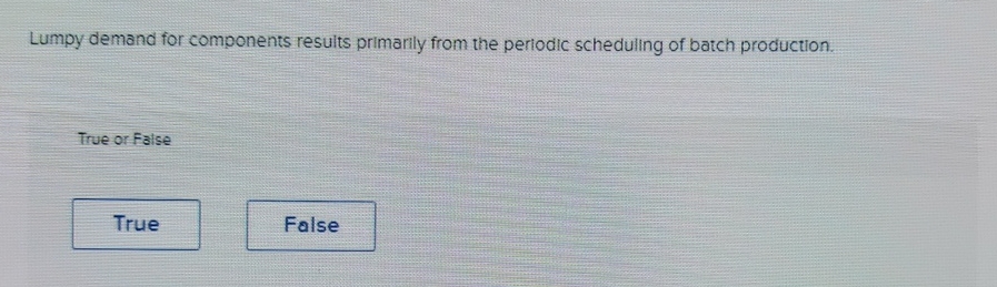  Lumpy demand for components resuits primarily from the periodic scheduling of