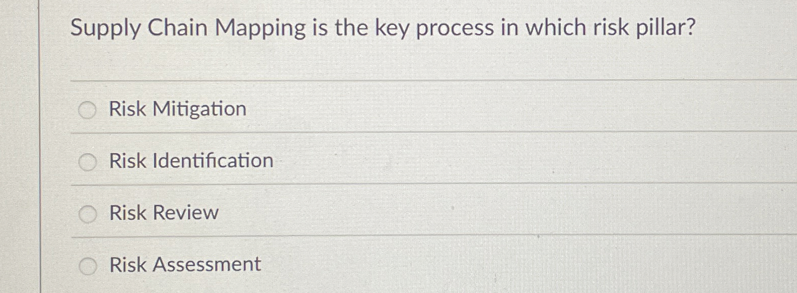  Supply Chain Mapping is the key process in which risk pillar?