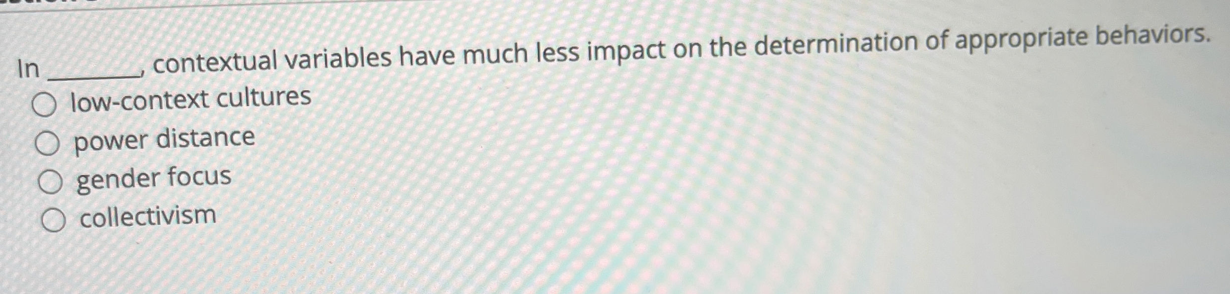  In q, contextual variables have much less impact on the determination