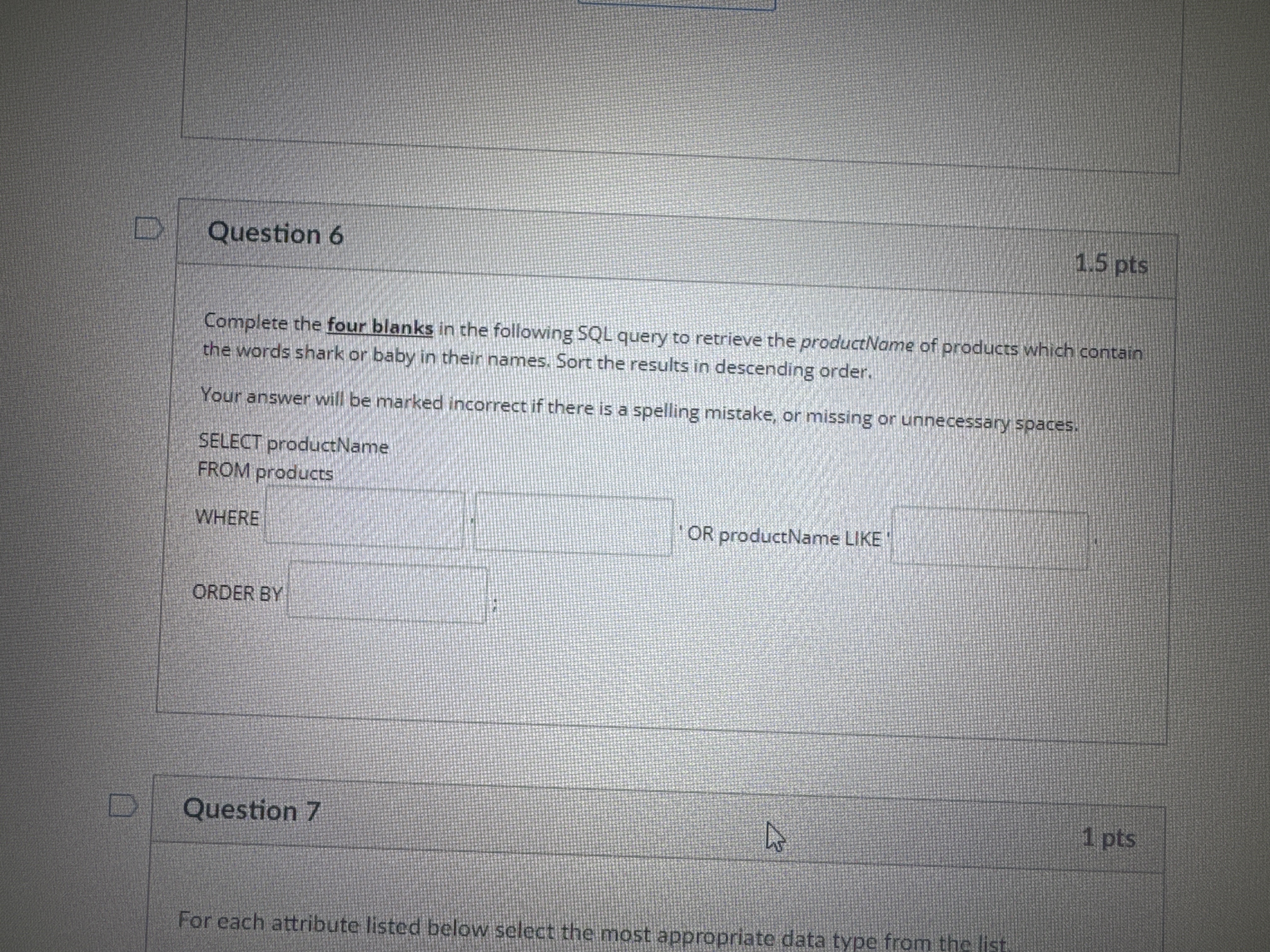  what are the blanks? 