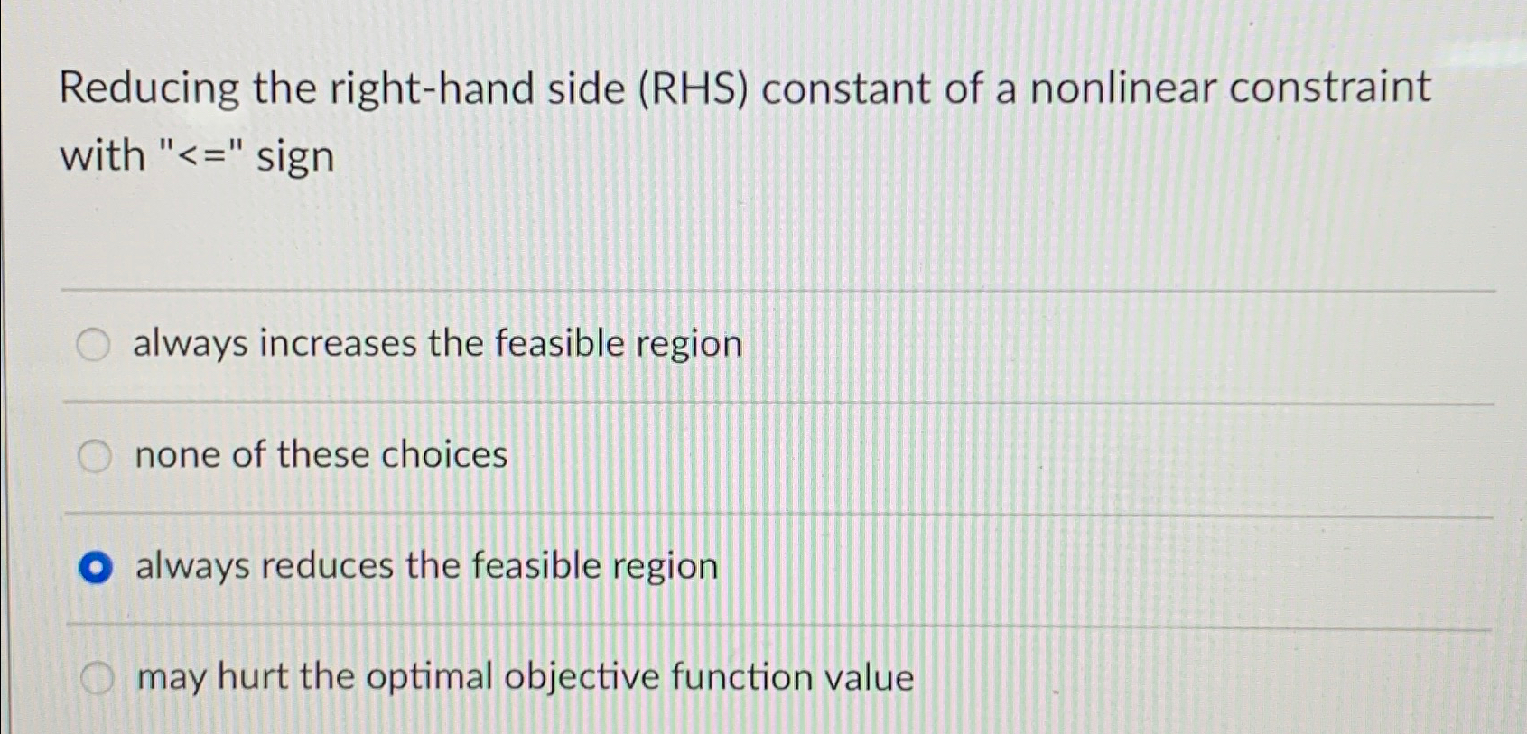  Reducing the right-hand side (RHS) constant of a nonlinear constraint with