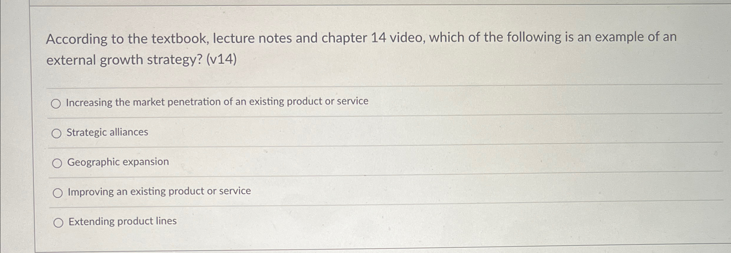  According to the textbook, lecture notes and chapter 14 video, which