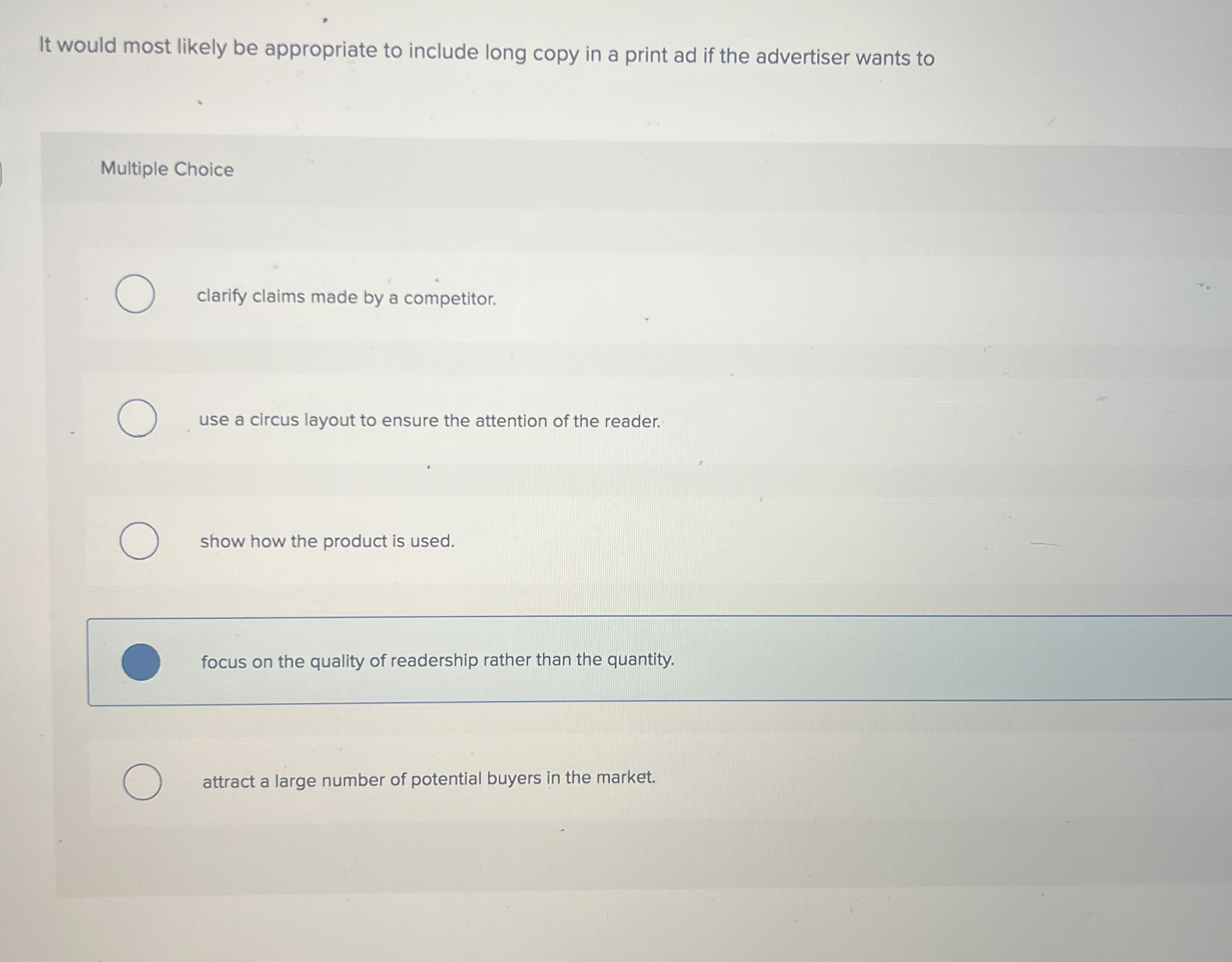  It would most likely be appropriate to include long copy in