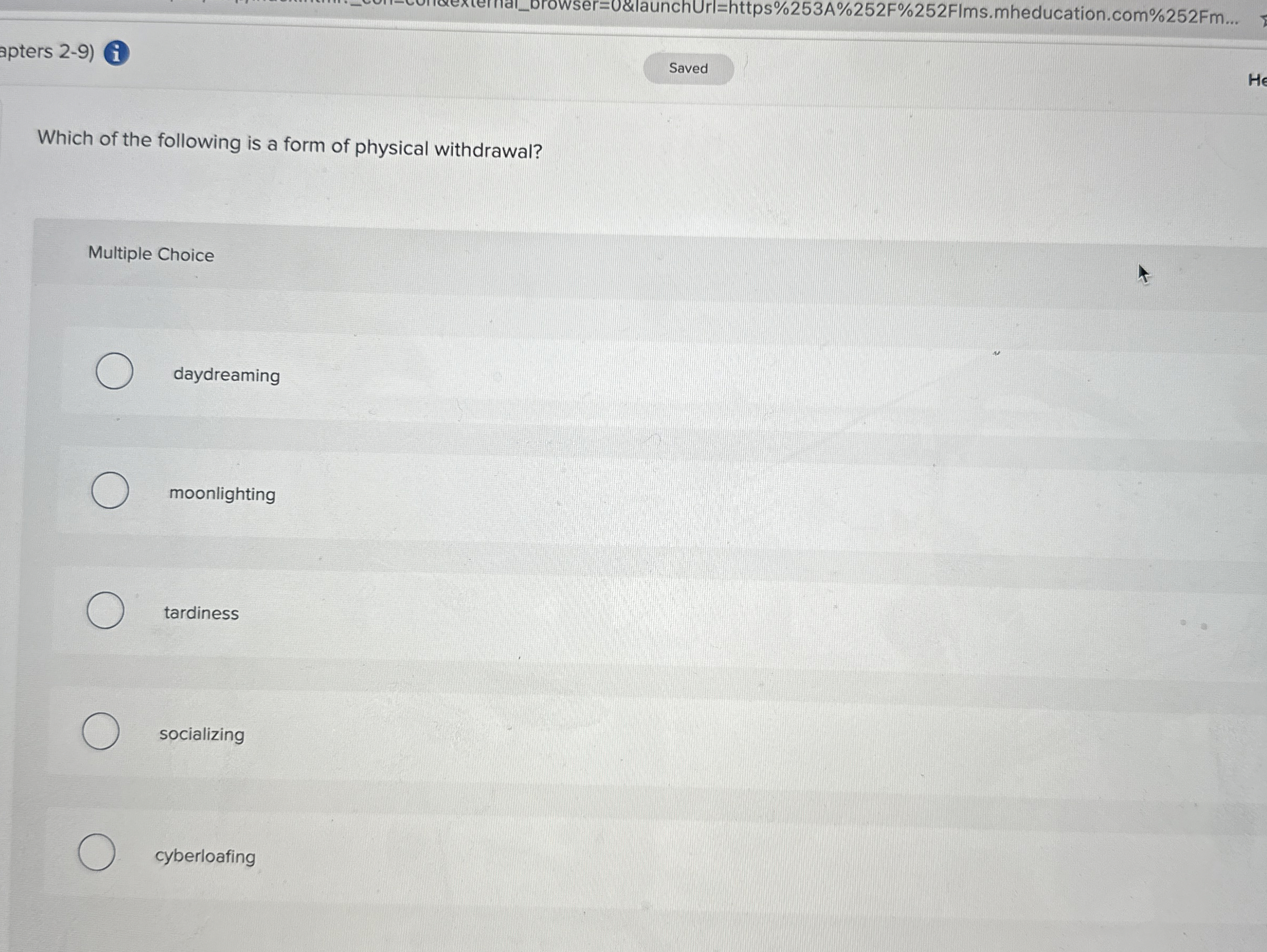  apters 2-9)(i Which of the following is a form of physical