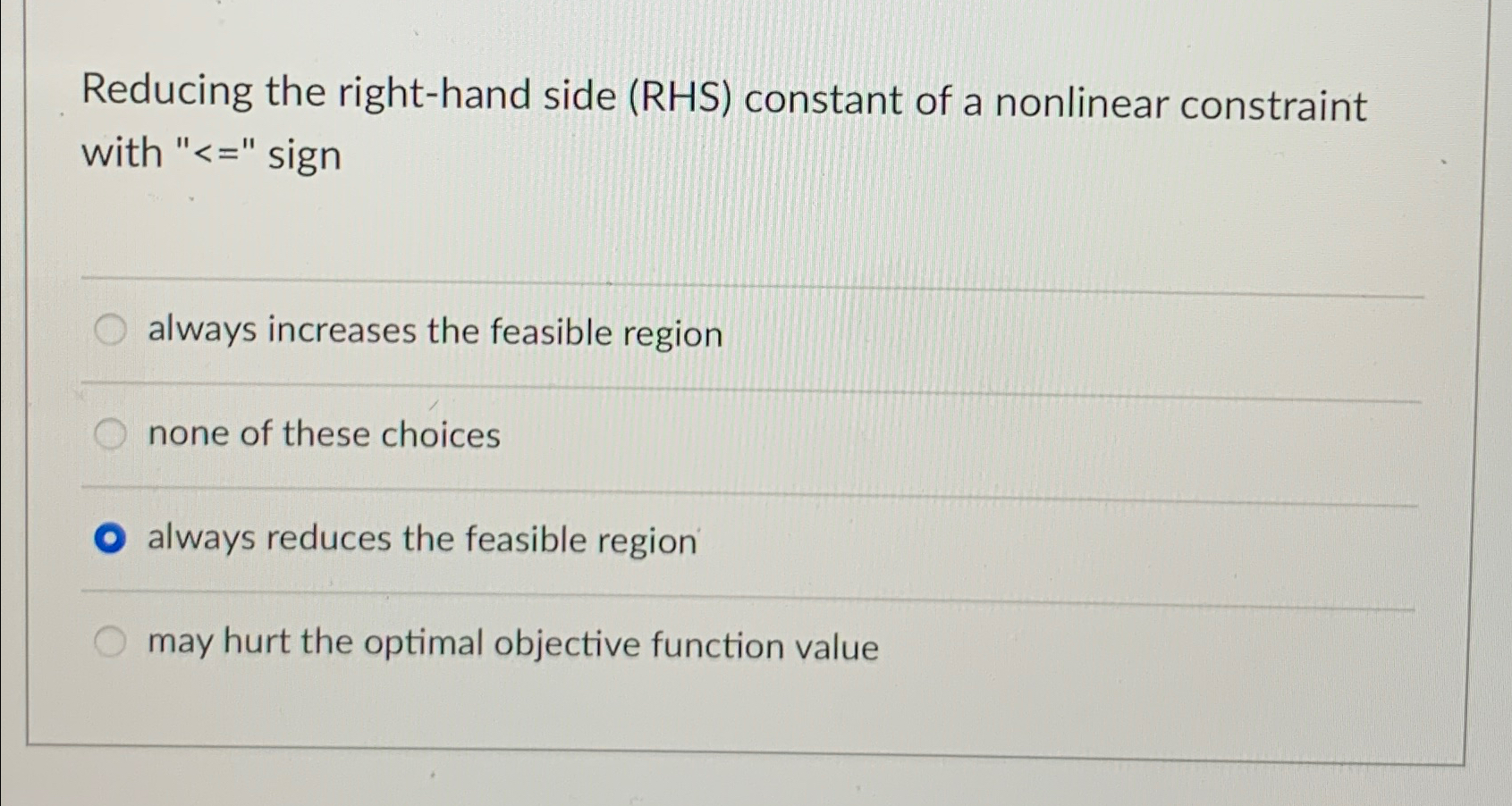  Reducing the right-hand side (RHS) constant of a nonlinear constraint with