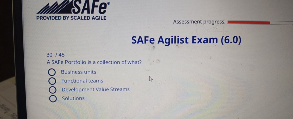  PROVIDED BY SCALED AGILE Assessment progress: SAFe Agilist Exam (6.0) 3045