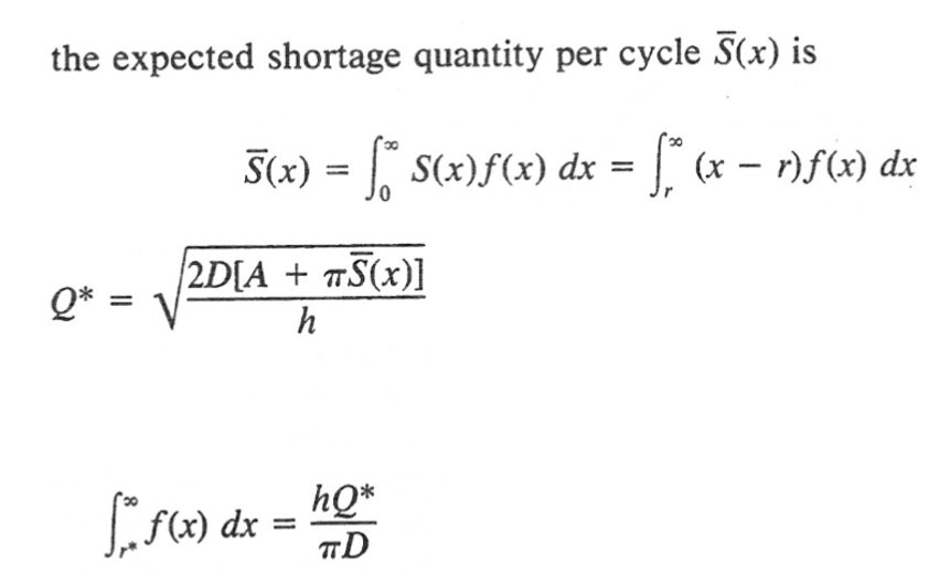  Consider a continuous review inventory model, where the p.d.f of the