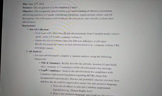  Due: June 12th,2024 Partnerx: Thisassignment is to be completed in pairs.