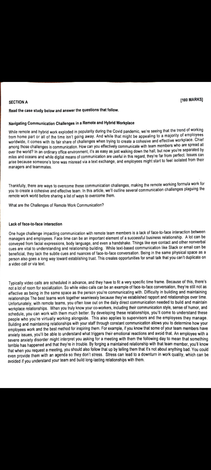  Read the case study below and answer the questions that follow.