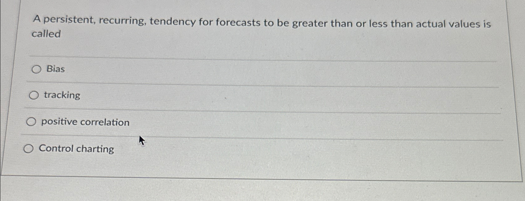  A persistent, recurring, tendency for forecasts to be greater than or