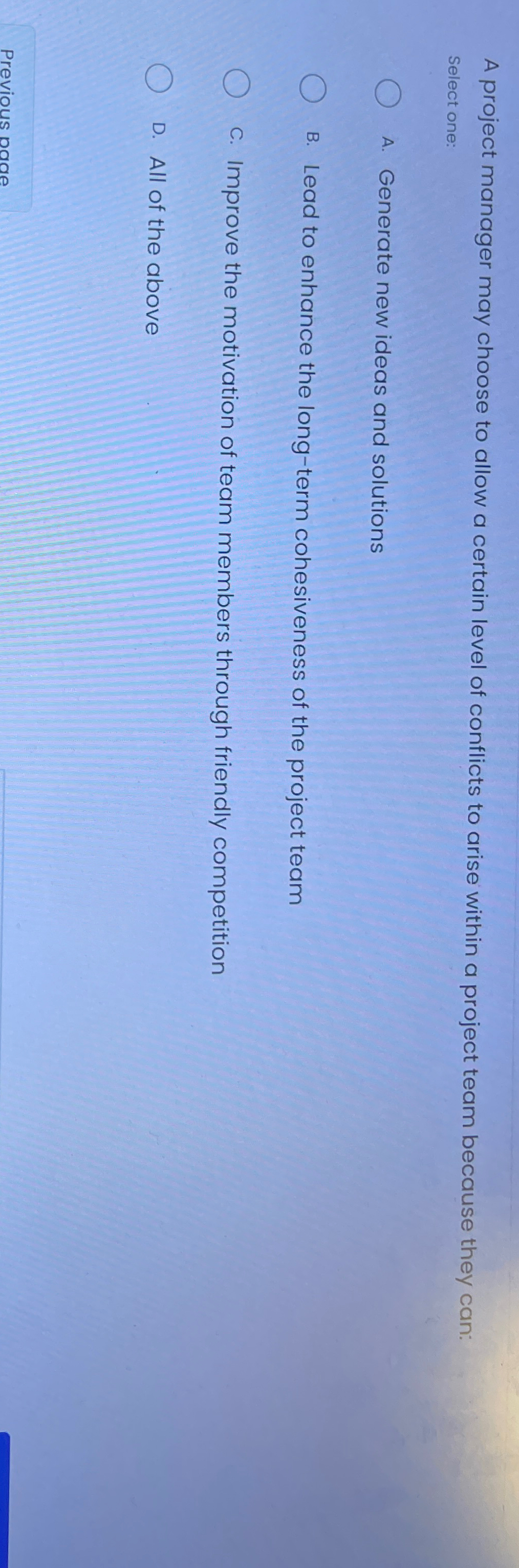  A project manager may choose to allow a certain level of