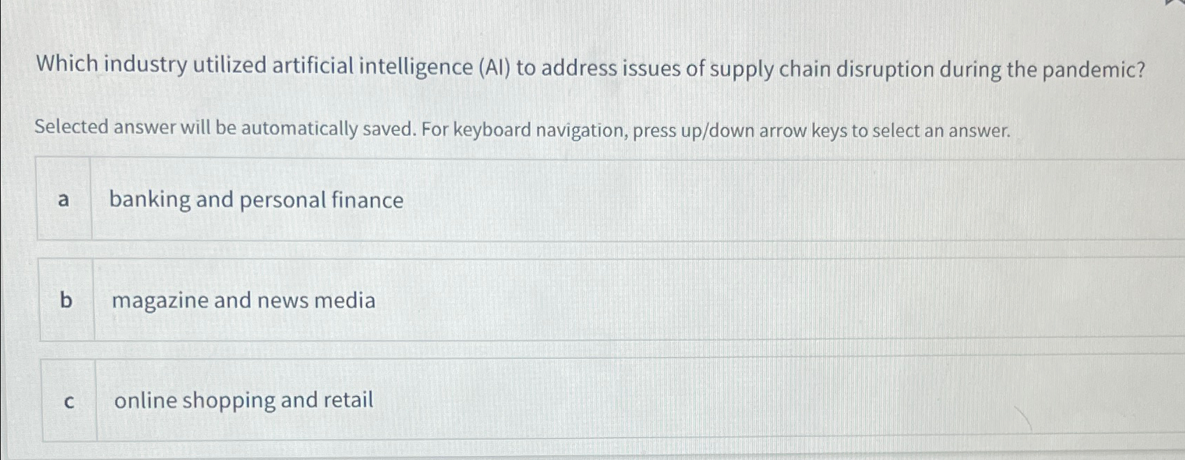  Which industry utilized artificial intelligence (AI) to address issues of supply
