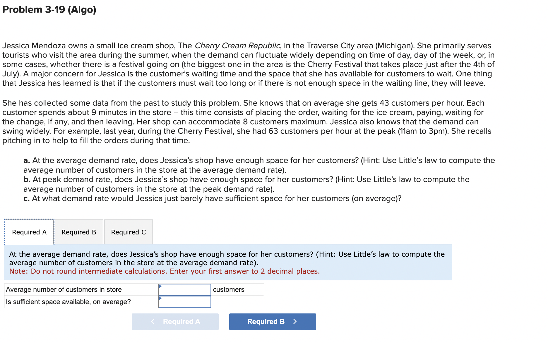  Problem 3-19(Algo) Jessica Mendoza owns a small ice cream shop, The
