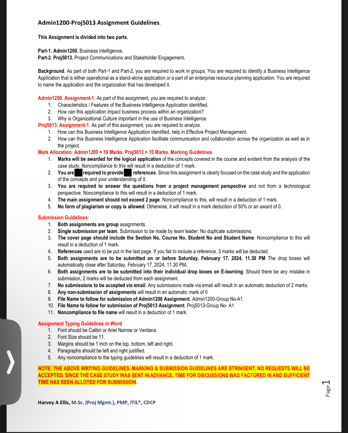  Admin1200-Proj5013 Assignment Guidelines. This Assignment is divided into two parts. Part-1.