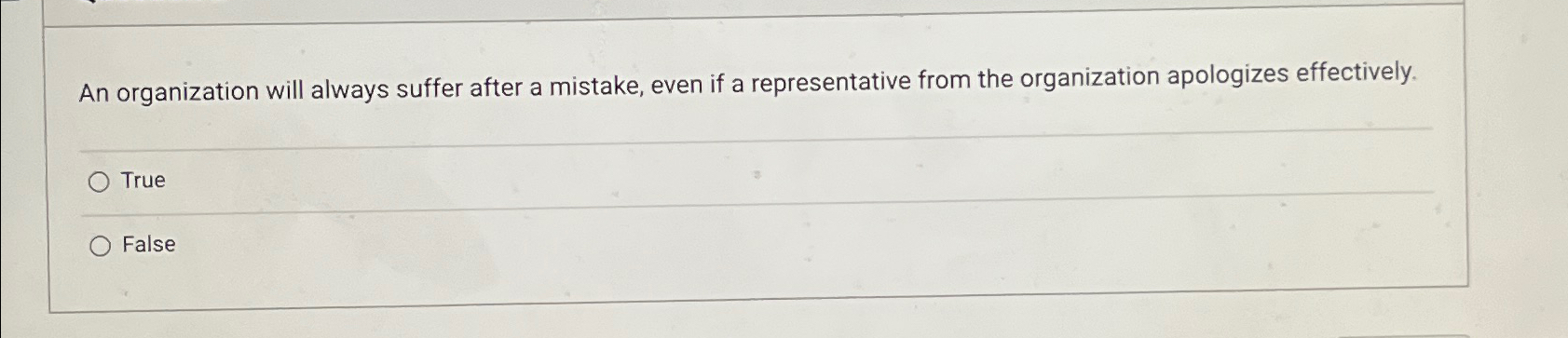  An organization will always suffer after a mistake, even if a