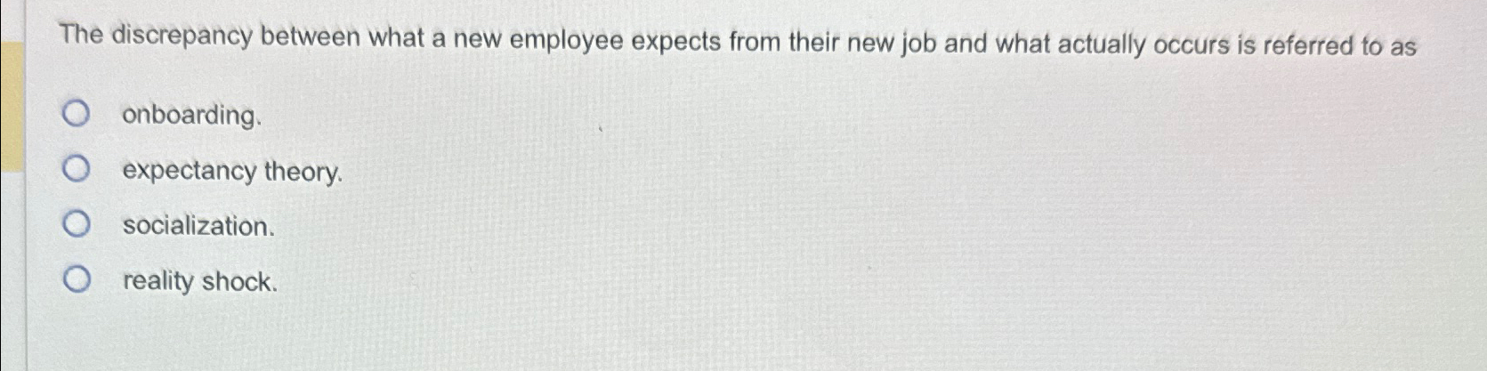  The discrepancy between what a new employee expects from their new