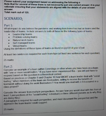  Please submit your assignment based on addressing the following 0 Note