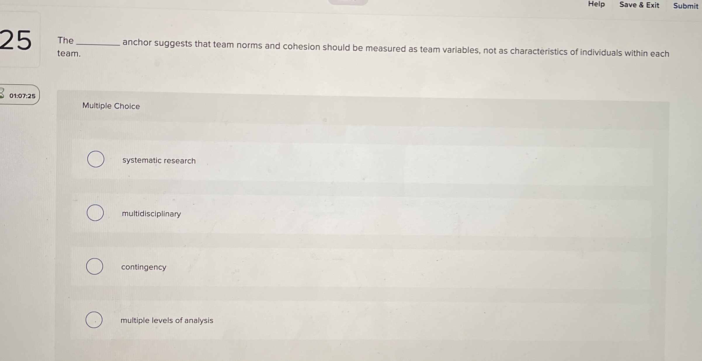  Help Save & Exit Submit 25 The q, anchor suggests that