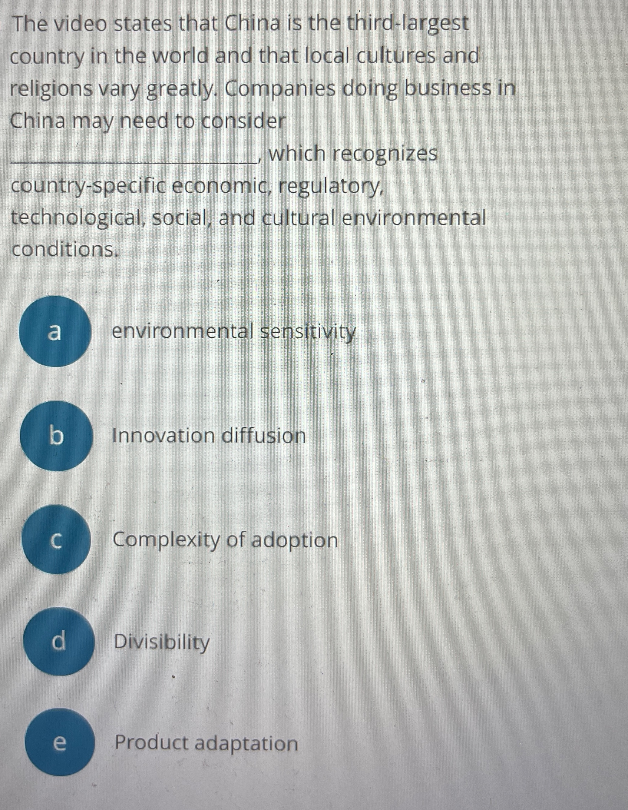  The video states that China is the third-largest country in the