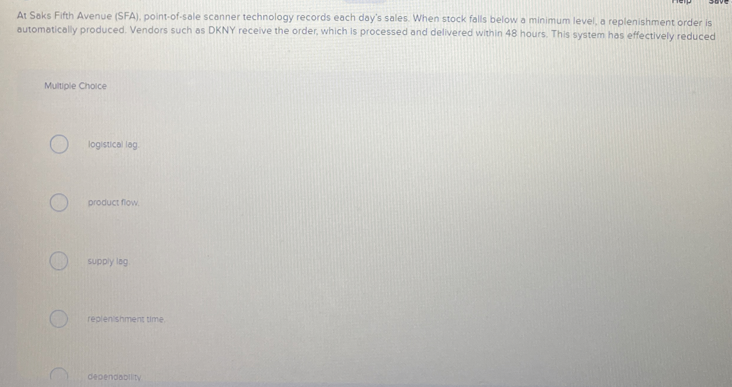  At Saks Fifth Avenue (SFA), point-of-sale scanner technology records each day's