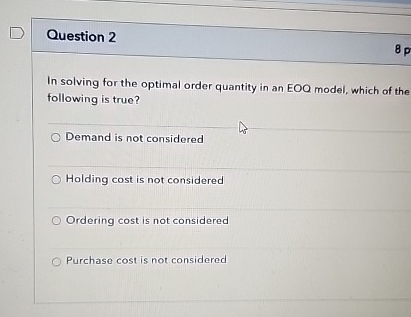  in solving the optimal order quantity in an EOC model which