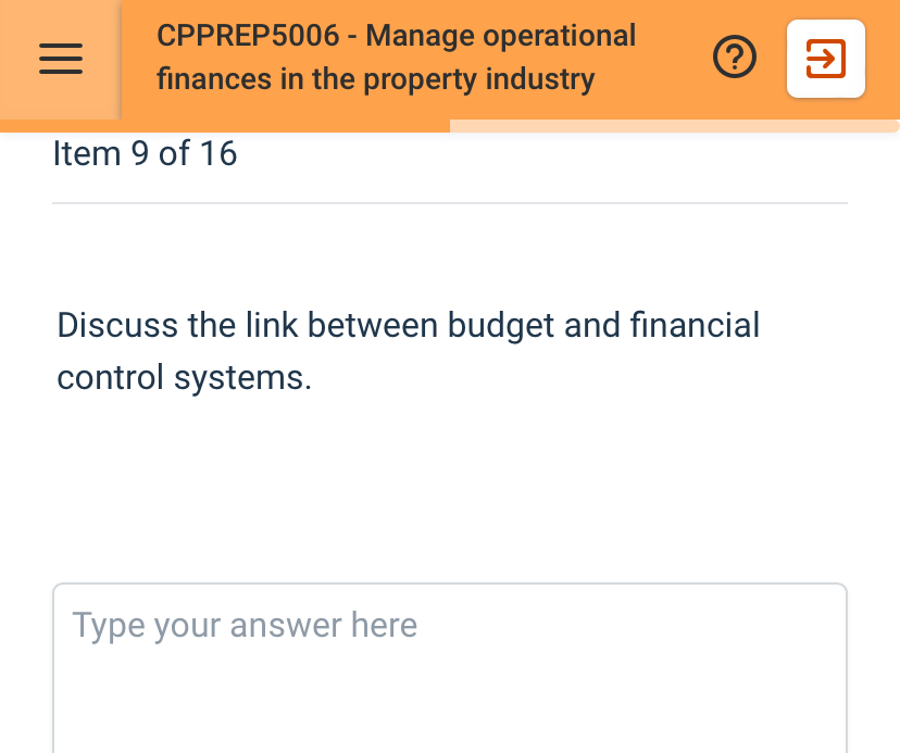  CPPREP5006- Manage operational finances in the property industry Item 9 of