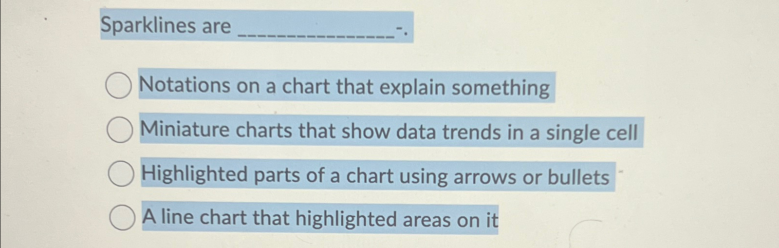  Sparklines are q, Notations on a chart that explain something Miniature
