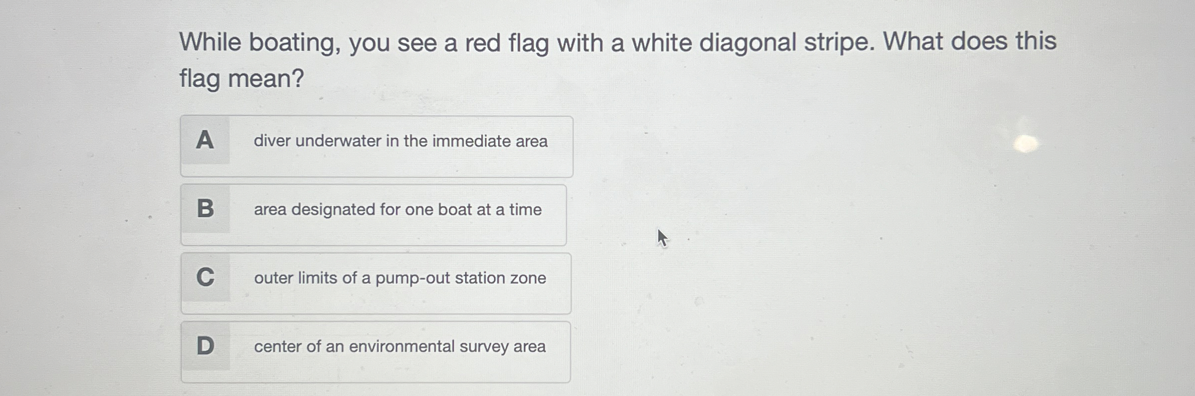  While boating, you see a red flag with a white diagonal
