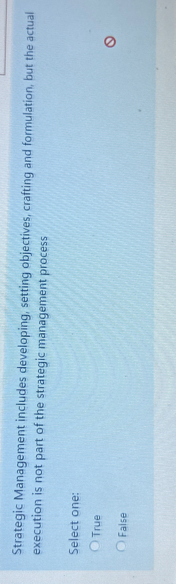  Strategic Management includes developing, setting objectives, crafting and formulation, but the