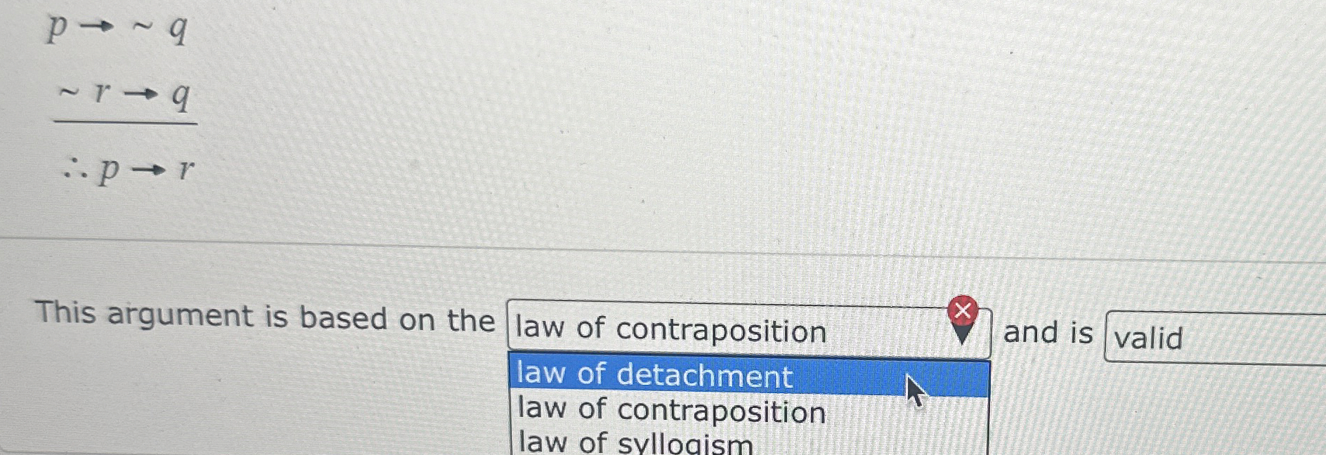  pq rq :.pr This argument is based on the law of