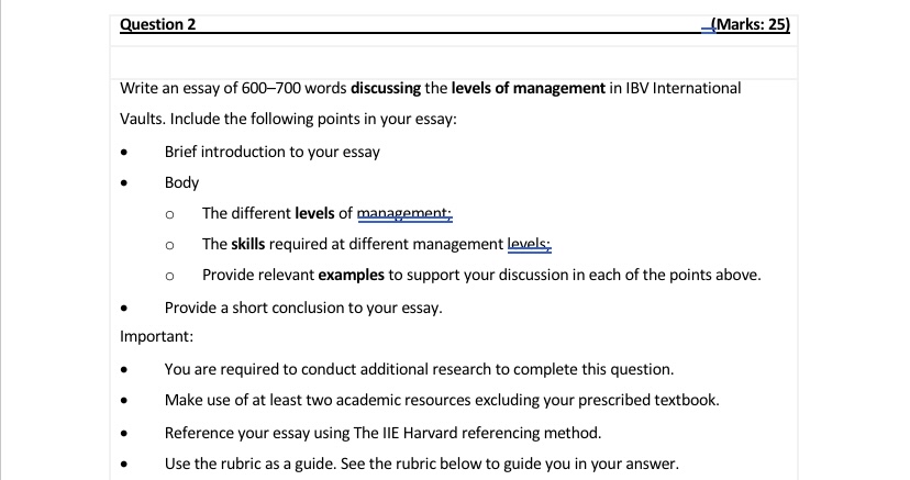  Question 2 (Marks: 25) Write an essay of 600-700 words discussing