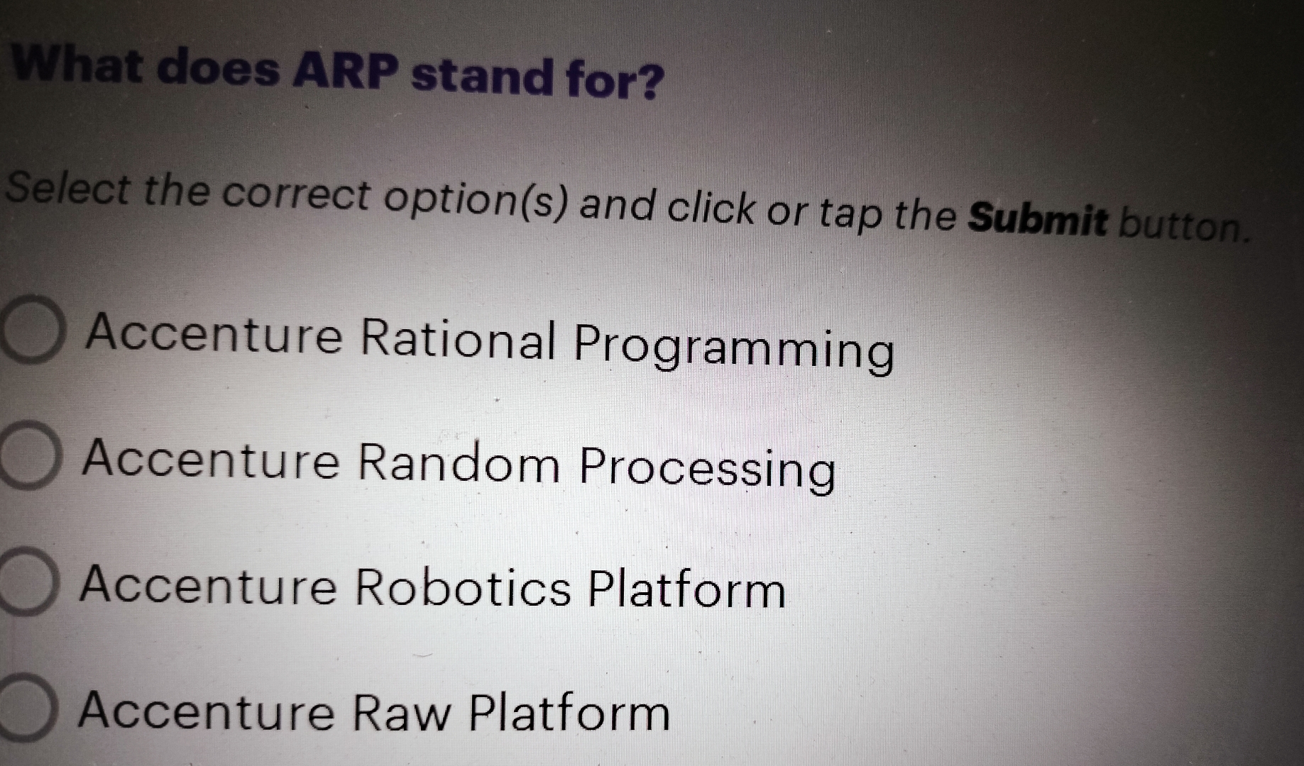  What does ARP stand for? Select the correct option(s) and click