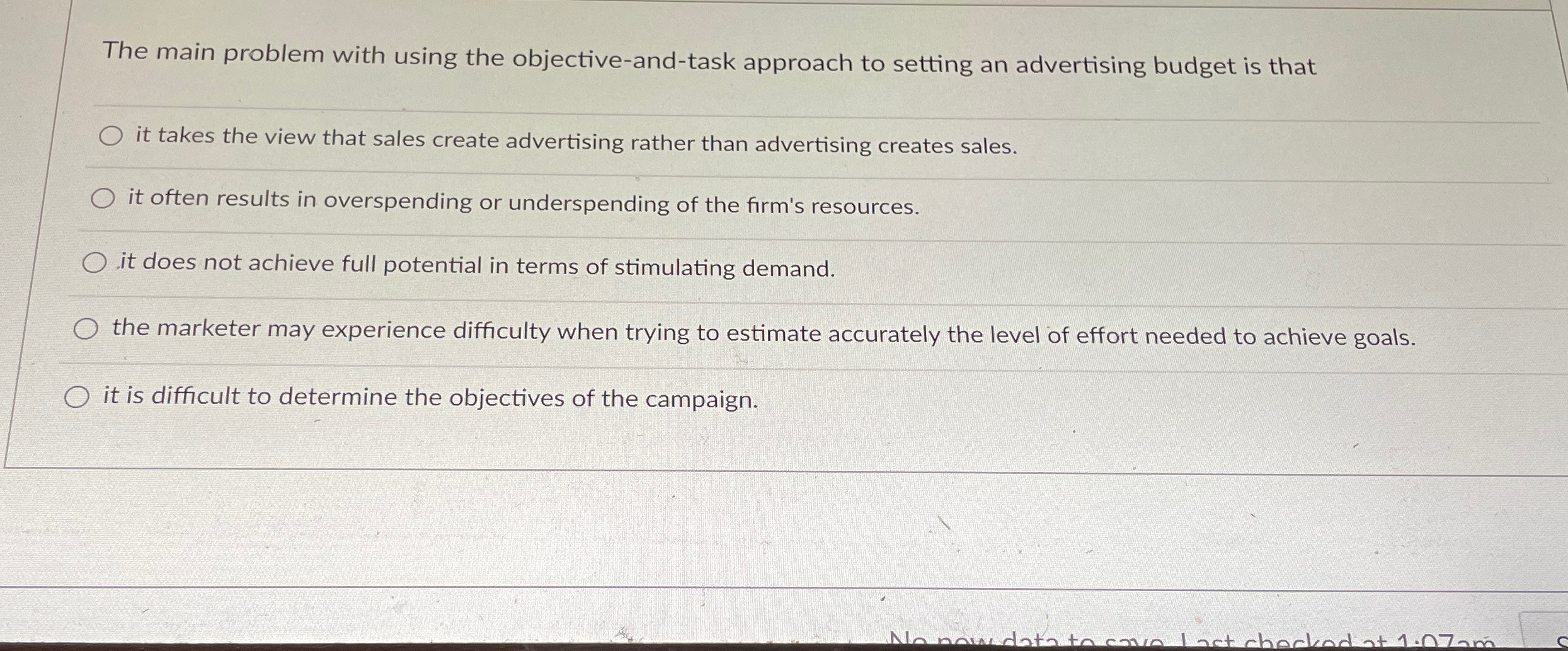  The main problem with using the objective-and-task approach to setting an