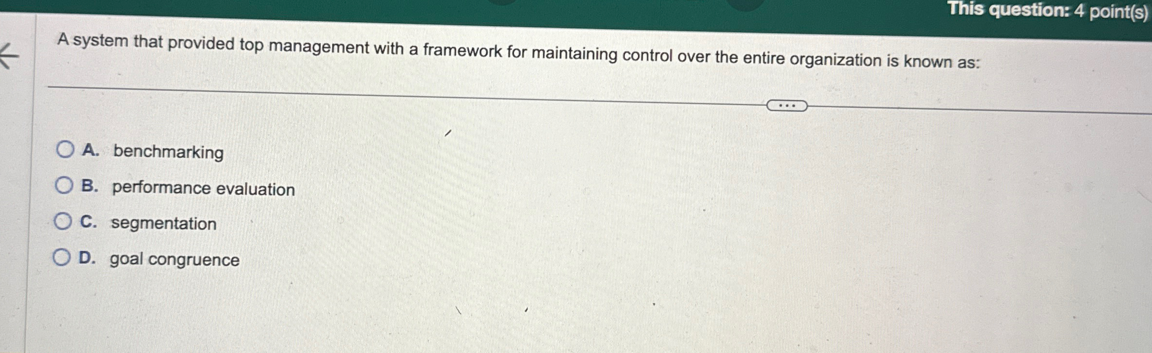  This question: 4 point(s) A system that provided top management with