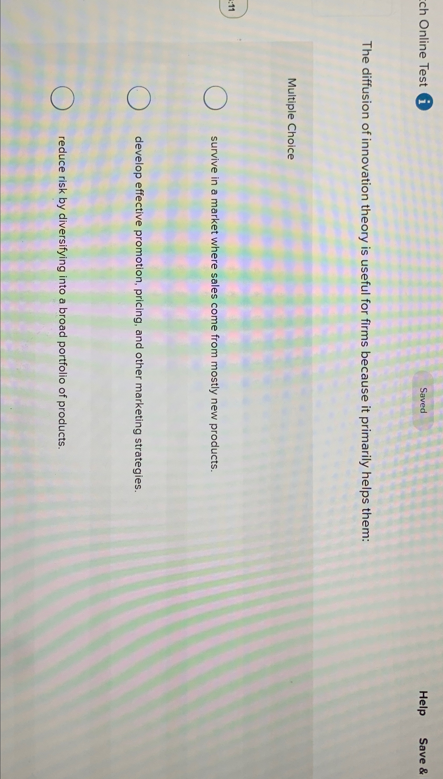  ch Online Test Saved Help Save & The diffusion of innovation