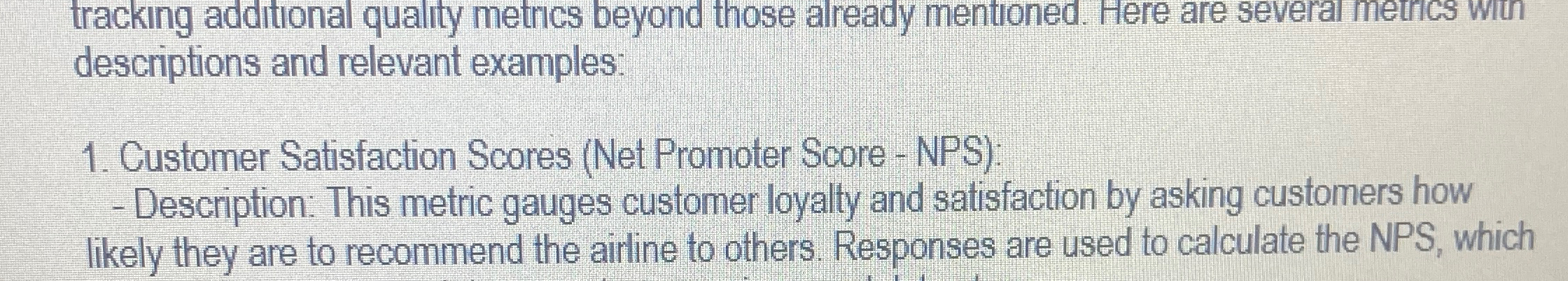  tracking additional quality metrics beyond those already mentioned. Here are severar