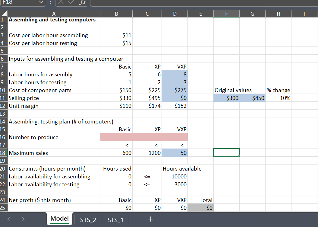  In PC Techs product mix problem, (See Attached excel - I