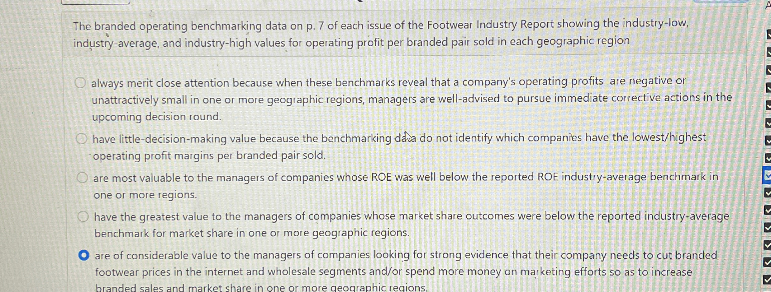  The branded operating benchmarking data on p.7 of each issue of
