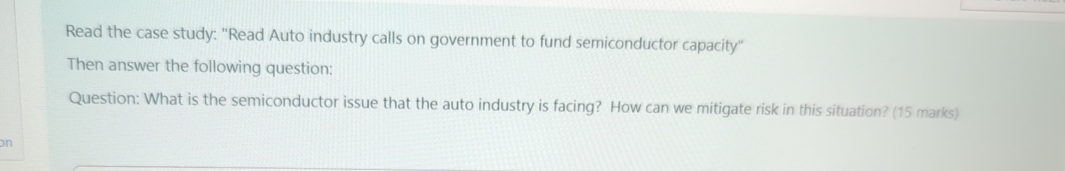  Read the case study: "Read Auto industry calls on government to